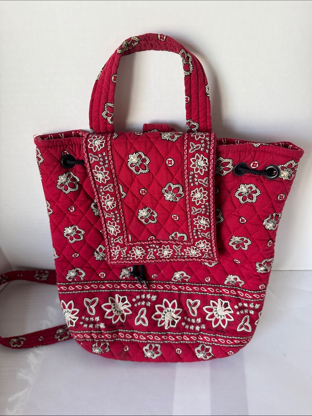 Vera Bradley Red Bandana Quilted Floral Tote Bag